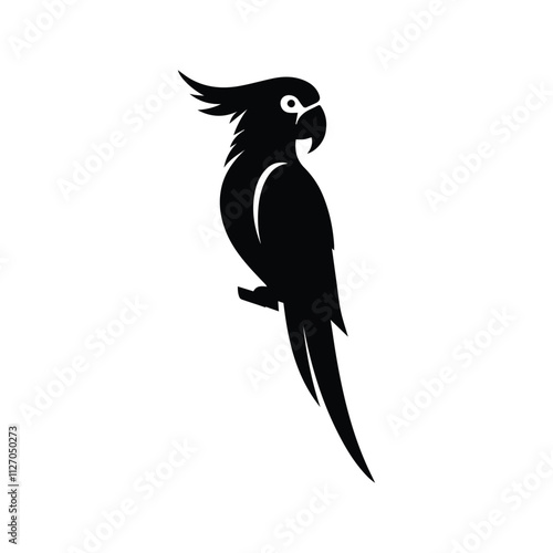 Parrot bird silhouette vector illustration on white background.