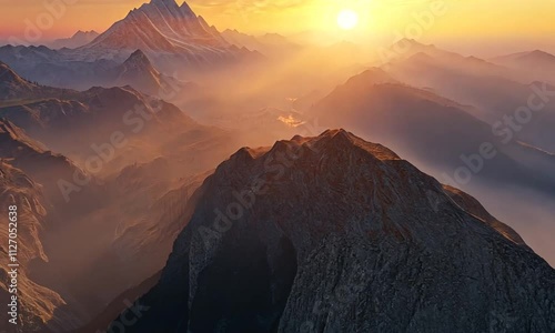 Wallpaper Mural Majestic Sunset Over a Misty Mountain Range Torontodigital.ca