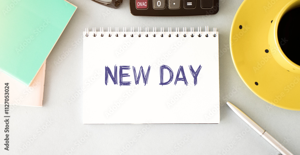 New day resolution word on notepad. business concept.