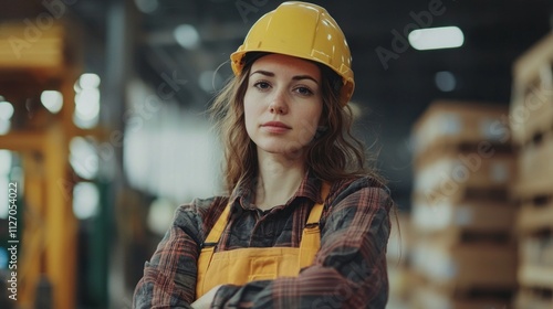 A dedicated female storage worker stands with her arms crossed, showcasing her strength and confidence