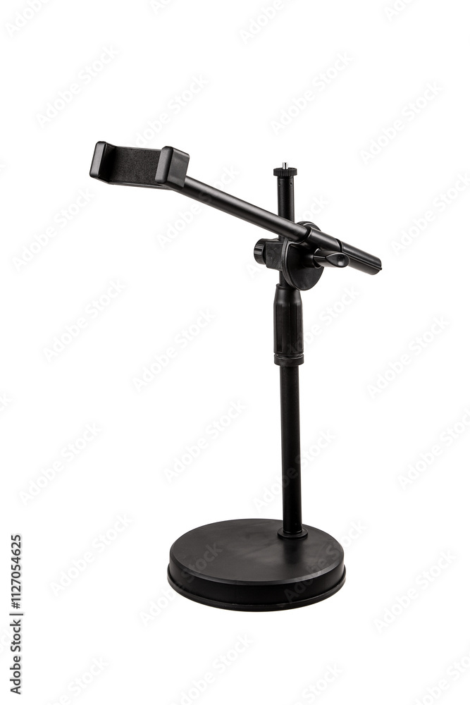 Adjustable smartphone holder stand with a flexible neck and sturdy base, isolated on a white background. Adjustable smartphone holder stand with a flexible neck and sturdy base, isolated on a white background.