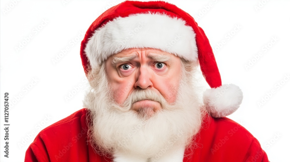 Man in a red Santa hat and red shirt with a beard Man in a red Santa hat and red shirt with a beard