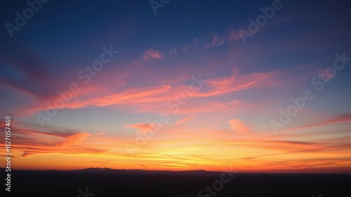 Colorful clouds scattered across the sky, landscape, dusk, sunset