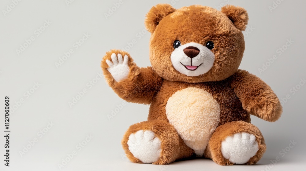 The stuffed animal features a soft, plush body with a paw raised in a playful and welcoming gesture, adding an endearing touch to its adorable appearance. The stuffed animal features a soft, plush body with a paw raised in a playful and welcoming gesture, adding an endearing touch to its adorable appearance.