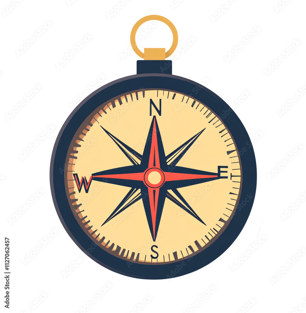 A compass icon with cardinal directions clearly marked, placed on a white background A compass icon with cardinal directions clearly marked, placed on a white background