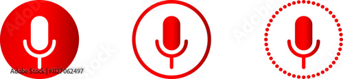 Red recording microphone round icon vector design