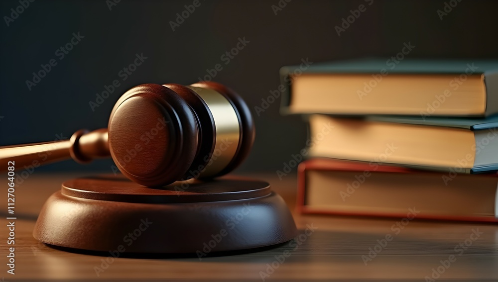Justice, law, and order concepts are represented by a wooden gavel resting on a sound block, with a stack of law books subtly placed in the background, symbolizing knowledge and legal precedent. Justice, law, and order concepts are represented by a wooden gavel resting on a sound block, with a stack of law books subtly placed in the background, symbolizing knowledge and legal precedent.