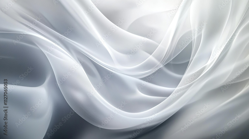 Fototapeta premium A simple and minimalist design featuring a white abstract background, with a soft gray swirl adding a subtle sense of movement.