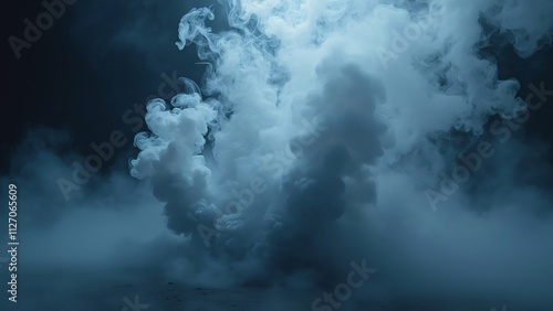 Eerie Blue Purple Smoke Plume, Spooky Halloween Background, Void Eruption, Skeletal Tendrils, Ghostly Veil, Turbulent Chaos, Dark Moonless Sky, Foggy Atmosphere, Foreboding Dread