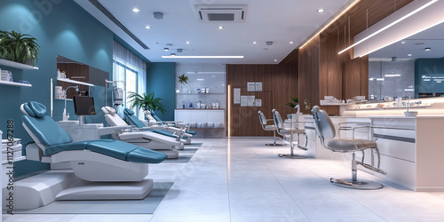 Modern podiatry clinic with advanced diagnostic tools and serene design elements