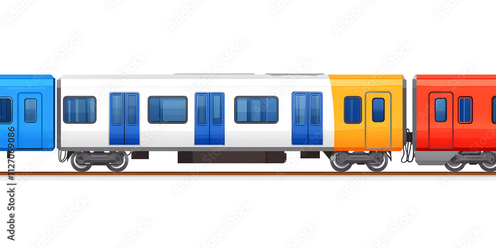 Metro, train intercity express side view flat design illustration isolated on white background Metro, train intercity express side view flat design illustration isolated on white background