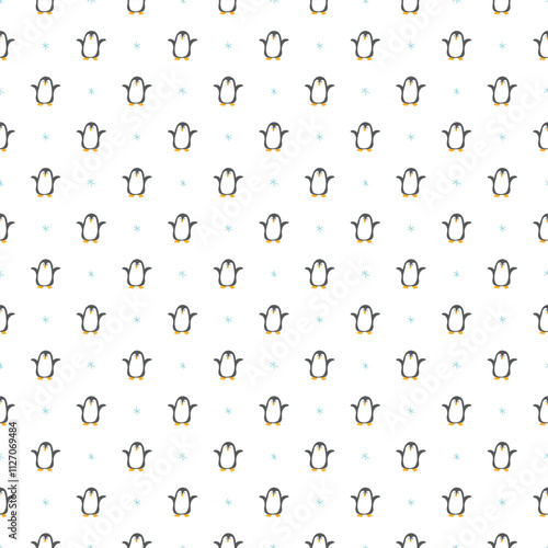 Cute Cartoon penguin seamless pattern background. Vector Illustration.