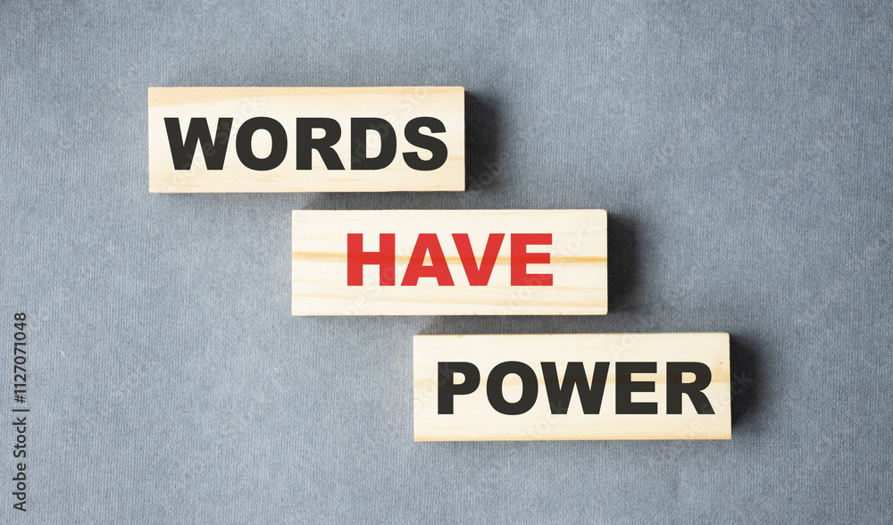 Words Have Power word cube on wood background ,English language learning concept Words Have Power word cube on wood background ,English language learning concept