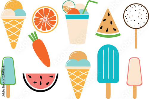 Summer Treats Ice Cream, Popsicles, Fruit, and Refreshing Drinks