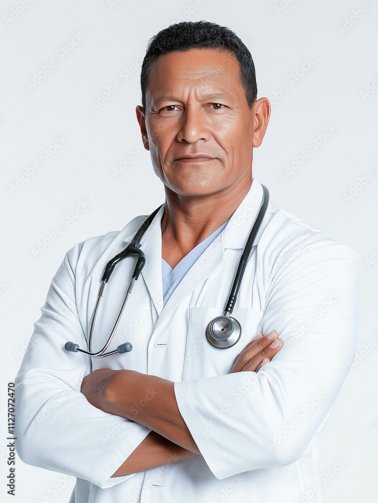 Front view doctor portrait in healthcare clinical setting - professional image Front view doctor portrait in healthcare clinical setting - professional image