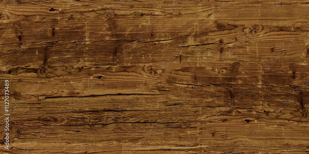 Fototapeta premium Abstract background of texture of wood with prominent grains and knots. The wood has a rich brown color with various shades.