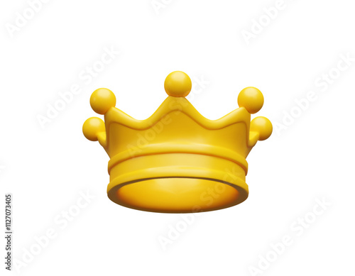 3d render gold crown. Three-dimensional vector illustration monarch icon. King, queen, princess, prince - royalty symbol. Classic casino reward. Emperor realistic diadem is power. Luxury tressure
