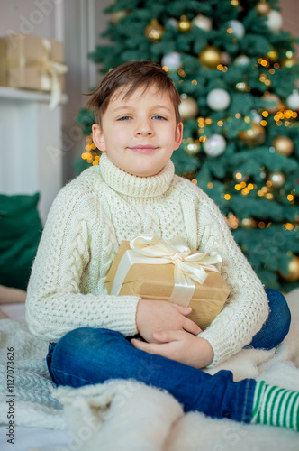 child with christmas gift