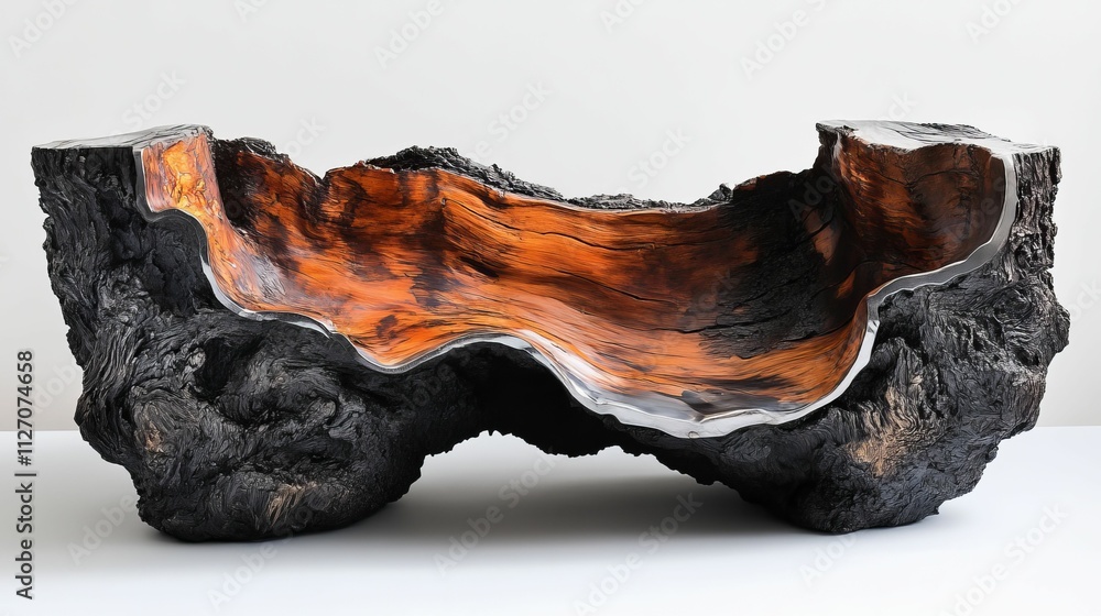 Burnished wood vessel, dark exterior, orange interior. Burnished wood vessel, dark exterior, orange interior.