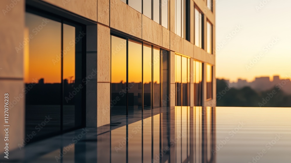 Fototapeta premium Sunset Reflections on Modern Architecture