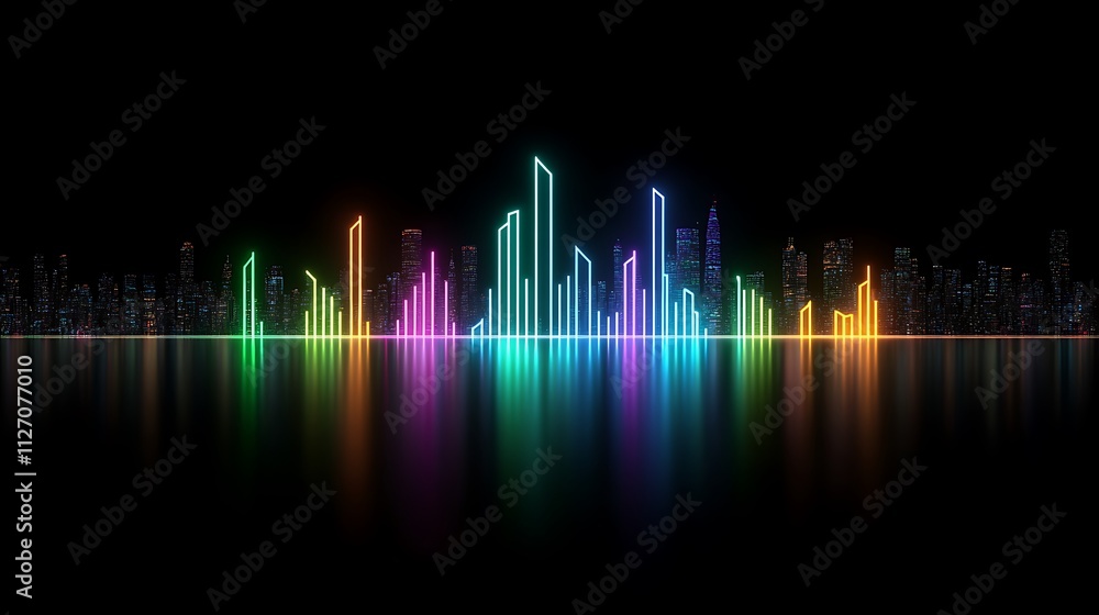 Vibrant Sound Waves Visualized in a Colorful Digital Landscape Vibrant Sound Waves Visualized in a Colorful Digital Landscape