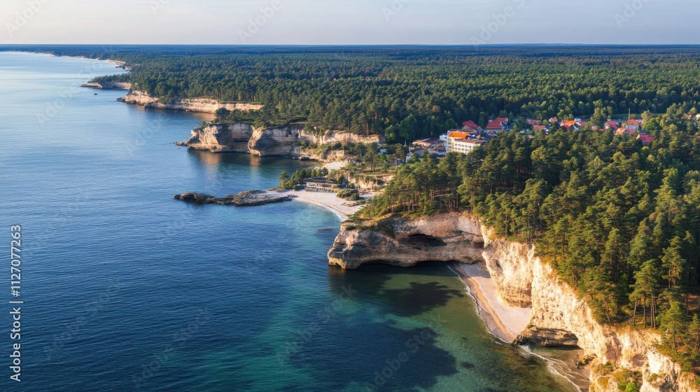 Baltic Sea aerial view showcasing vast expanse of water and distant coastline, symbolizing natural beauty and serene landscapes. Baltic Sea aerial view showcasing vast expanse of water and distant coastline, symbolizing natural beauty and serene landscapes.