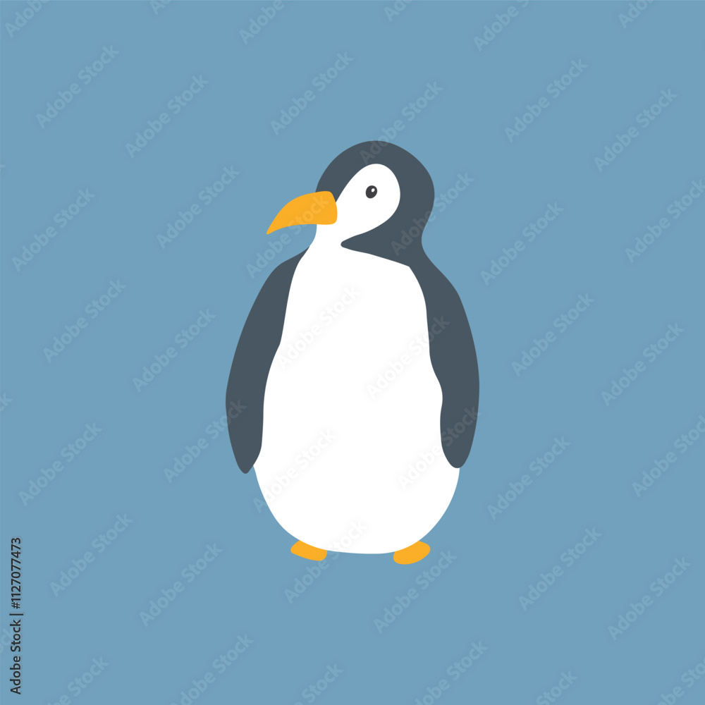 Fototapeta premium Cute Cartoon Penguin. Arctic, Polar animal. Creature image icon. Vector Illustration.