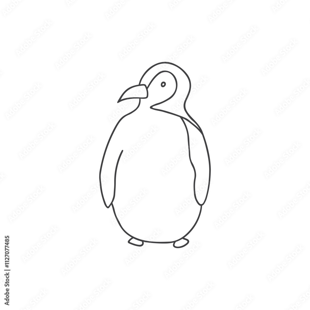 Cute Cartoon Penguin. Arctic, Polar animal. Creature image outline doodle icon. Vector Illustration. Cute Cartoon Penguin. Arctic, Polar animal. Creature image outline doodle icon. Vector Illustration.