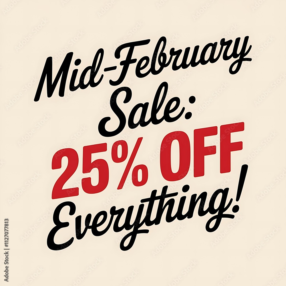 Fototapeta premium Mid February Sale Twenty Five Percent Off Everything
