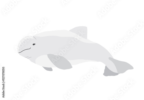 Cute Cartoon Beluga Whale. Arctic, Polar sea animal. Creature image icon. Vector Illustration.