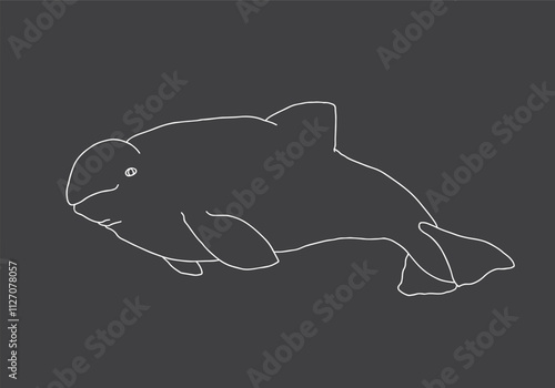 Cute Cartoon Beluga Whale. Arctic, Polar sea animal. Creature image outline doodle icon. Vector Illustration.
