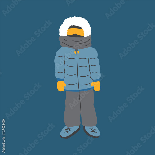 Cute Cartoon Polar Explorer. Arctic, Polar scientist image icon. Vector Illustration.