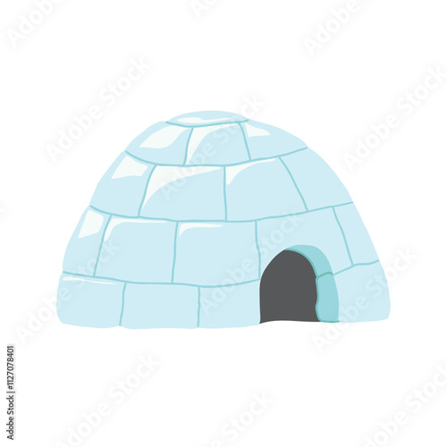 Cute Cartoon Igloo. Arctic, Polar ice house. Building image icon. Vector Illustration.