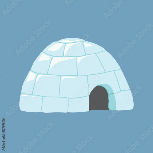 Cute Cartoon Igloo. Arctic, Polar ice house. Building image icon. Vector Illustration.