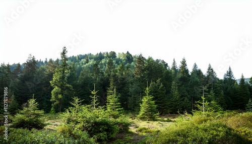 Forest backgrounds outdoors woodland on isolated white background.