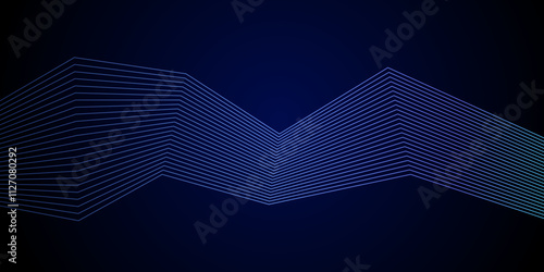 Abstract wave element for design. Digital frequency track equalizer. Stylized line art background. Colorful shiny wave with lines created using blend tool. Curved wavy line, smooth stripe Vector.