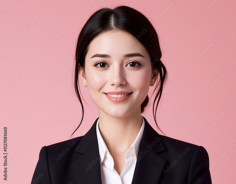 Confident Asian Businesswoman Portrait Pink Background Confident Asian Businesswoman Portrait Pink Background