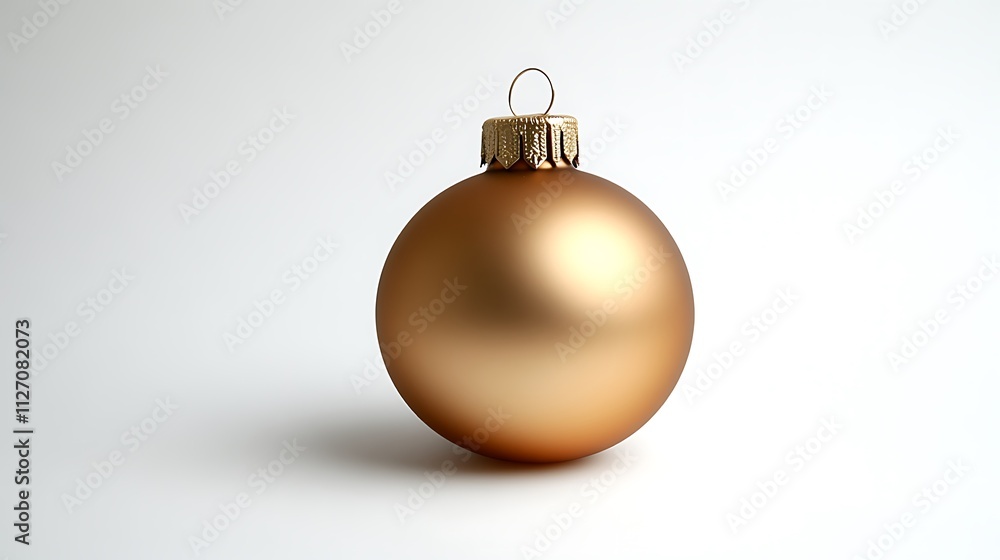A Single Gold Christmas Ornament On White Background A Single Gold Christmas Ornament On White Background