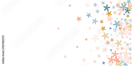 Cuckoo primitive flowers vector design. Cute meadow floral shapes scattered. ...