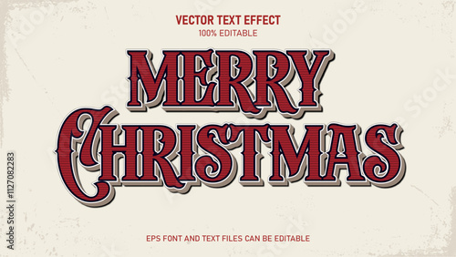 Merry christmas vintage style text effect