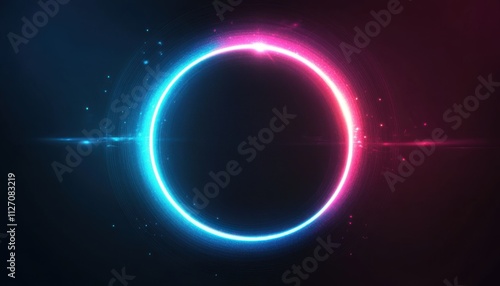 Glowing Neon Circle Abstract Background Pink Blue Light Ring