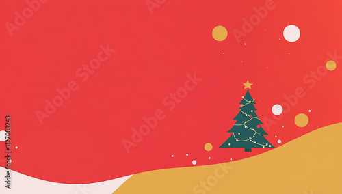 Red Christmas background with Christmas tree