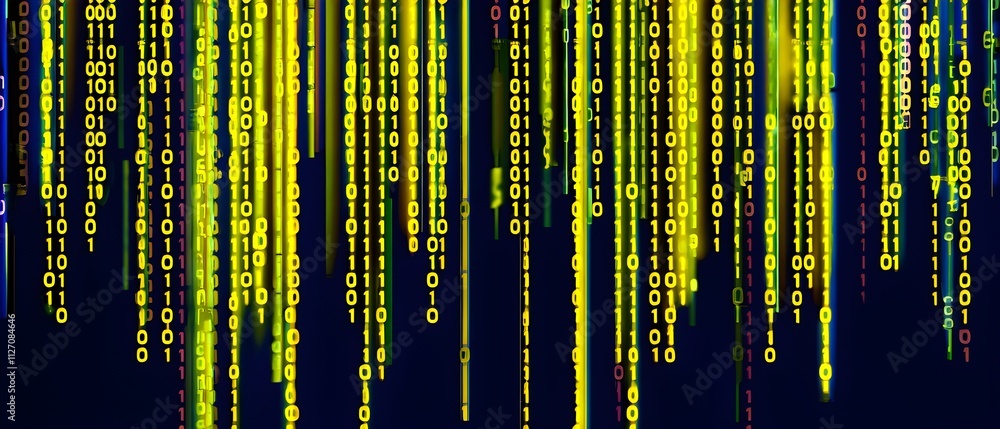 Fototapeta premium abstract animation of binary code cascading down like digital rain, representing data insights in monochromatic hues