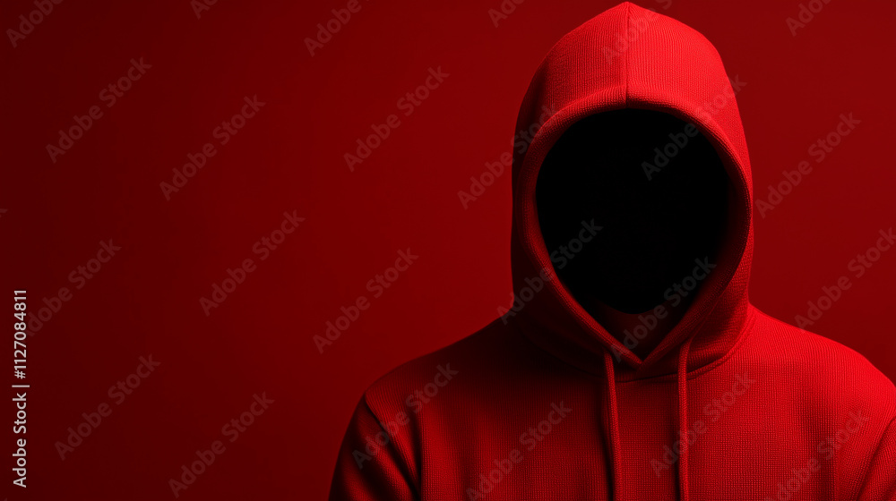 Red Hooded Sweatshirt Against Red Background Red Hooded Sweatshirt Against Red Background