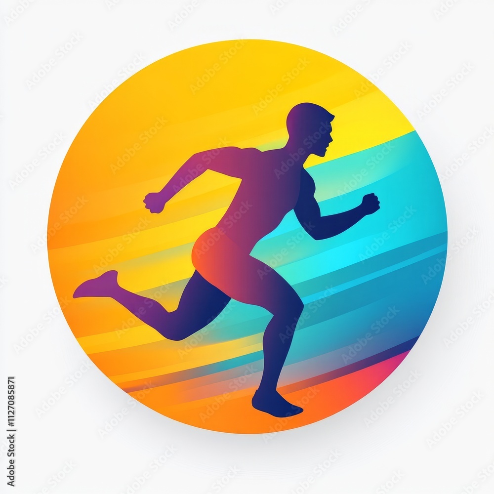 Dynamic Running Silhouette Graphic Design