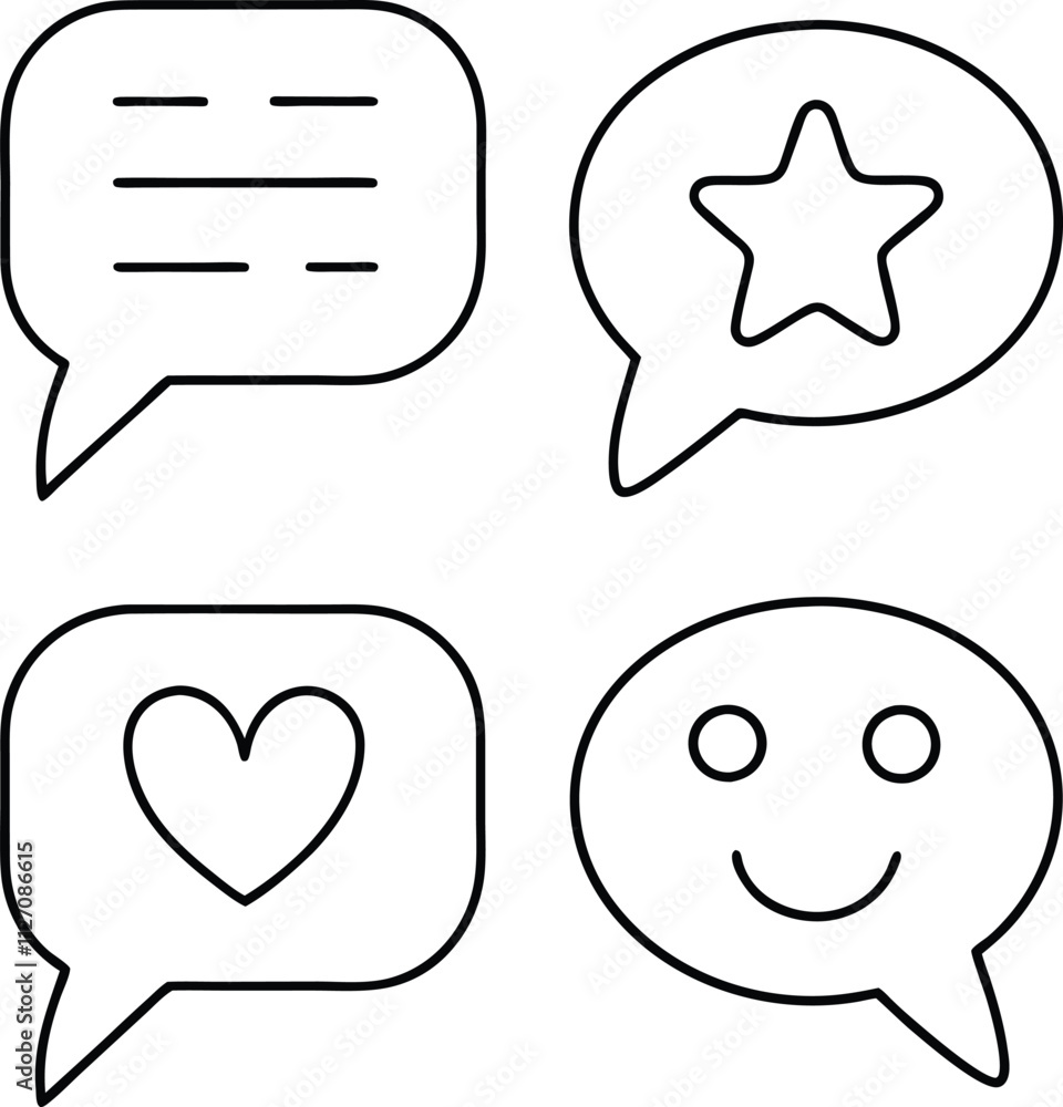Communication Icons Speech Bubbles, Feedback, Rating, Love, Smile Communication Icons Speech Bubbles, Feedback, Rating, Love, Smile