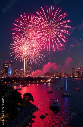 fireworks over the river photo