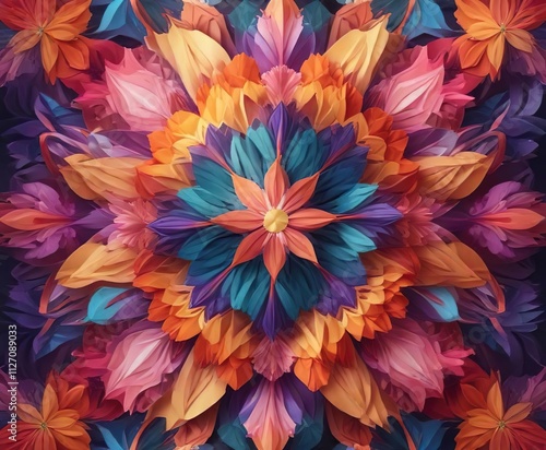 Wallpaper Mural Abstract colorful geometric flower pattern background, geometric flowers, artistic expressions, creative style Torontodigital.ca