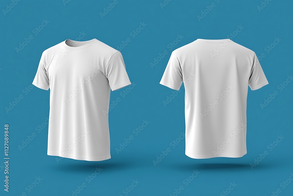 floating blank white t shirt mockup on blue background floating blank white t shirt mockup on blue background