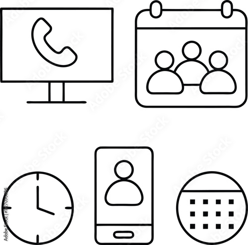 Scheduling, Meeting, Appointment, Time, Calendar, Communication, Icons, Contact, Group, Computer